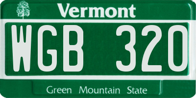 VT license plate WGB320