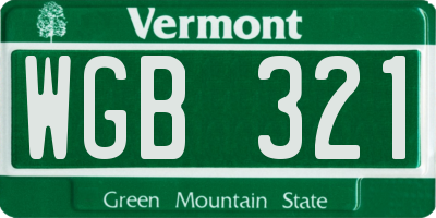 VT license plate WGB321