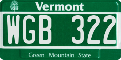VT license plate WGB322