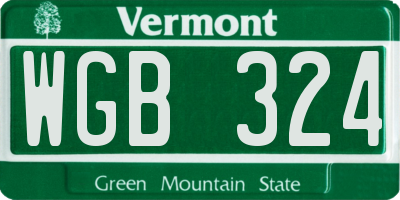 VT license plate WGB324