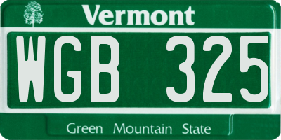 VT license plate WGB325