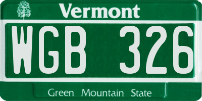 VT license plate WGB326