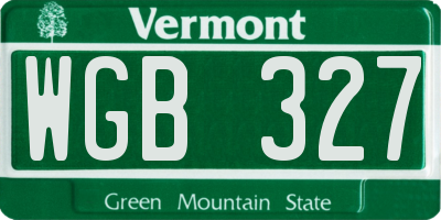 VT license plate WGB327