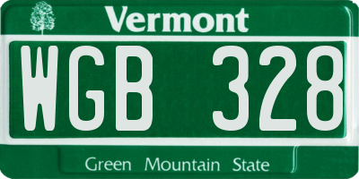 VT license plate WGB328