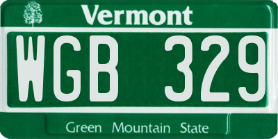 VT license plate WGB329