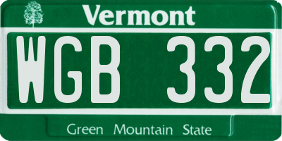 VT license plate WGB332