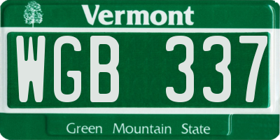 VT license plate WGB337