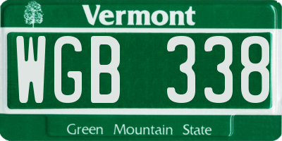 VT license plate WGB338