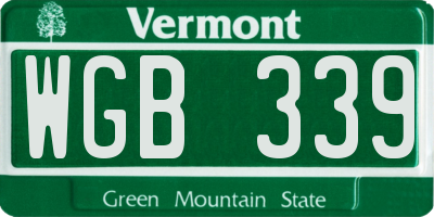 VT license plate WGB339
