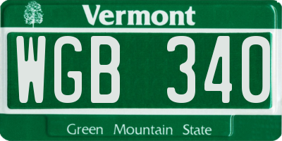 VT license plate WGB340