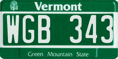 VT license plate WGB343