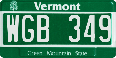 VT license plate WGB349