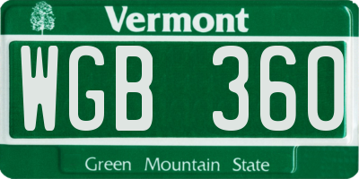 VT license plate WGB360