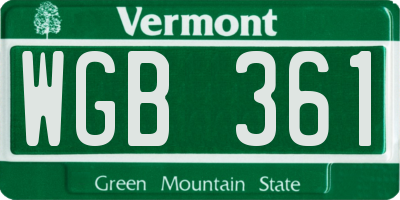 VT license plate WGB361