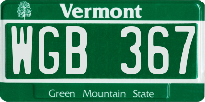 VT license plate WGB367