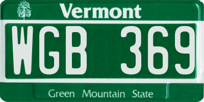 VT license plate WGB369