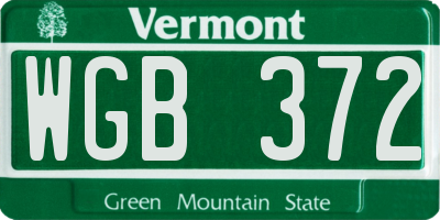 VT license plate WGB372