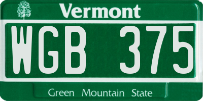 VT license plate WGB375