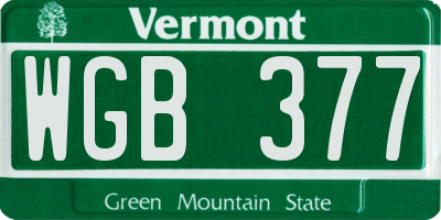 VT license plate WGB377
