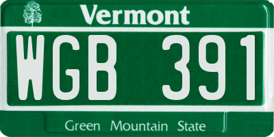 VT license plate WGB391