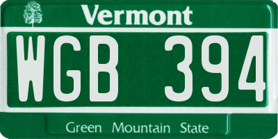 VT license plate WGB394