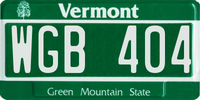 VT license plate WGB404