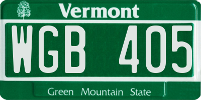VT license plate WGB405
