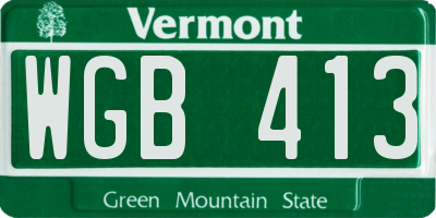 VT license plate WGB413