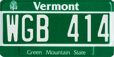 VT license plate WGB414