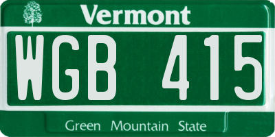 VT license plate WGB415