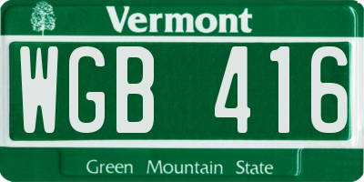 VT license plate WGB416