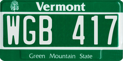 VT license plate WGB417