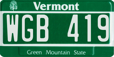 VT license plate WGB419