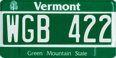 VT license plate WGB422
