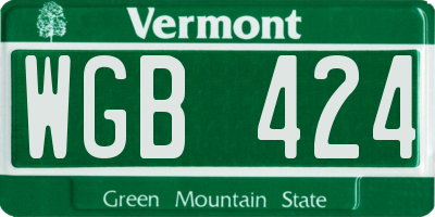 VT license plate WGB424