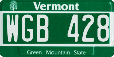 VT license plate WGB428