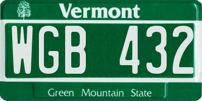 VT license plate WGB432