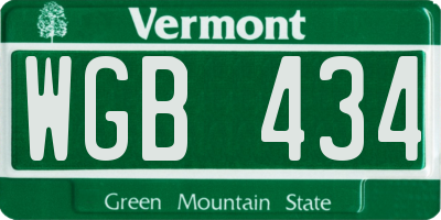 VT license plate WGB434