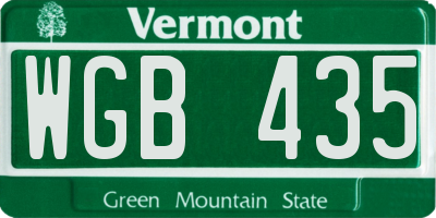 VT license plate WGB435