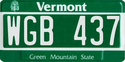 VT license plate WGB437