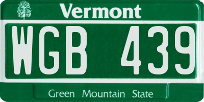 VT license plate WGB439