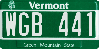 VT license plate WGB441