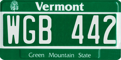 VT license plate WGB442