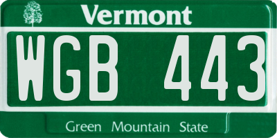 VT license plate WGB443