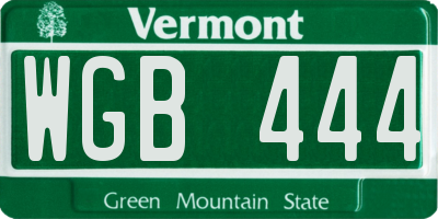 VT license plate WGB444