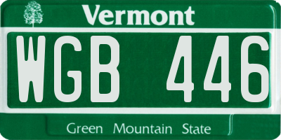 VT license plate WGB446
