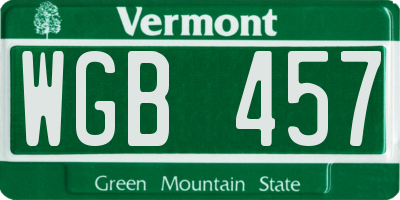 VT license plate WGB457