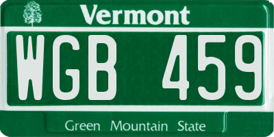 VT license plate WGB459
