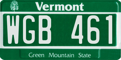 VT license plate WGB461