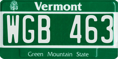 VT license plate WGB463